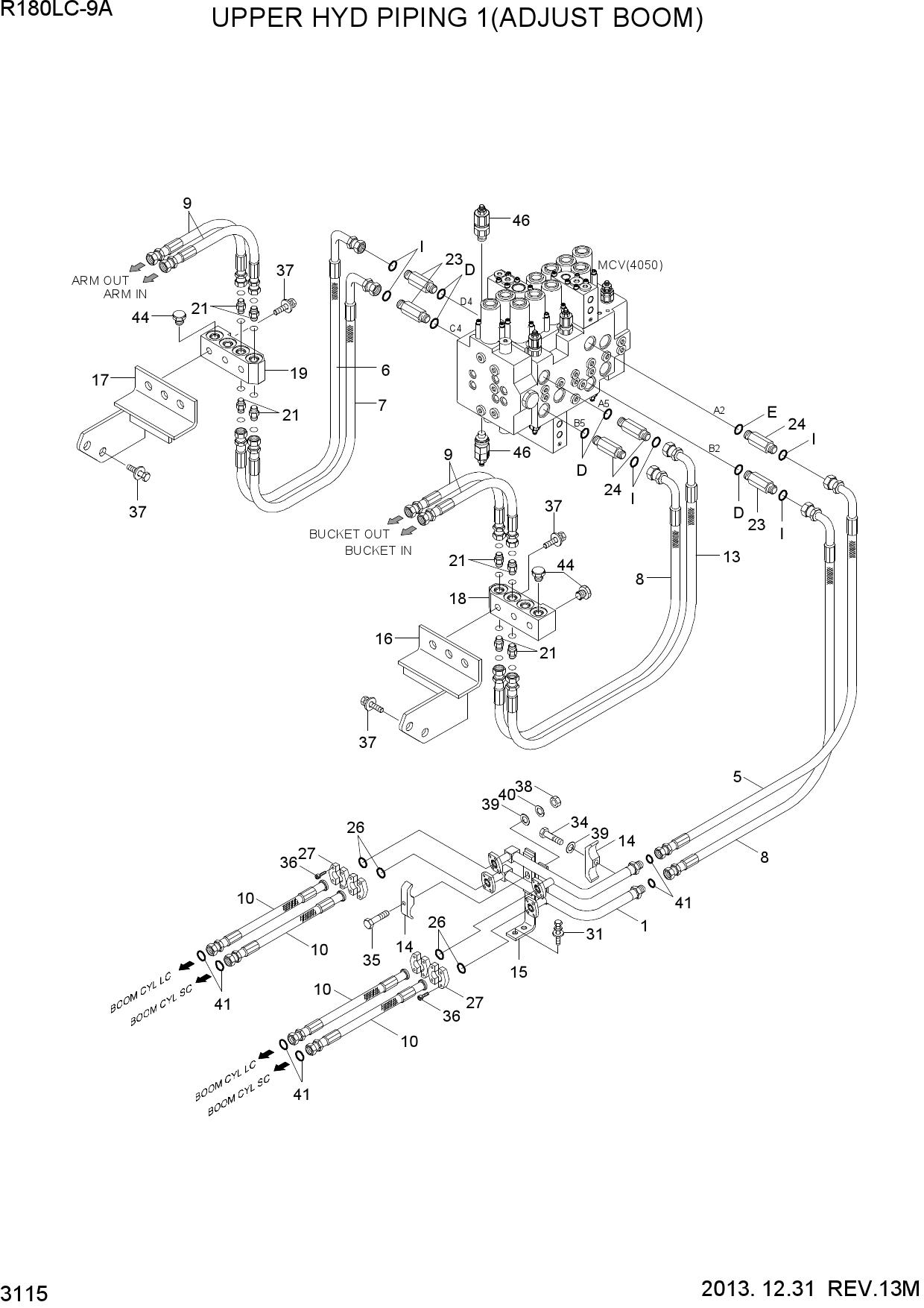 UPPER HYD PIPING 1(ADJUST BOOM)