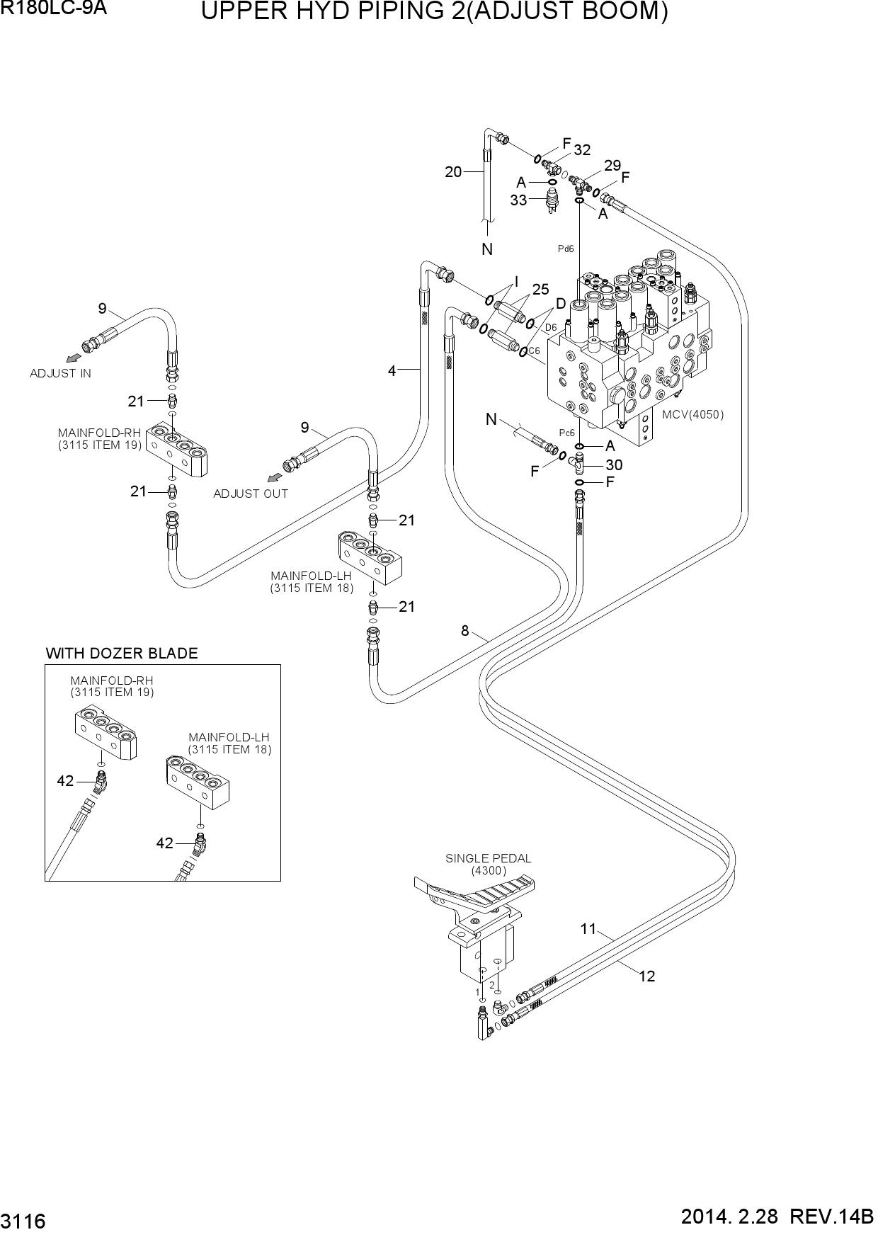 UPPER HYD PIPING 2(ADJUST BOOM)