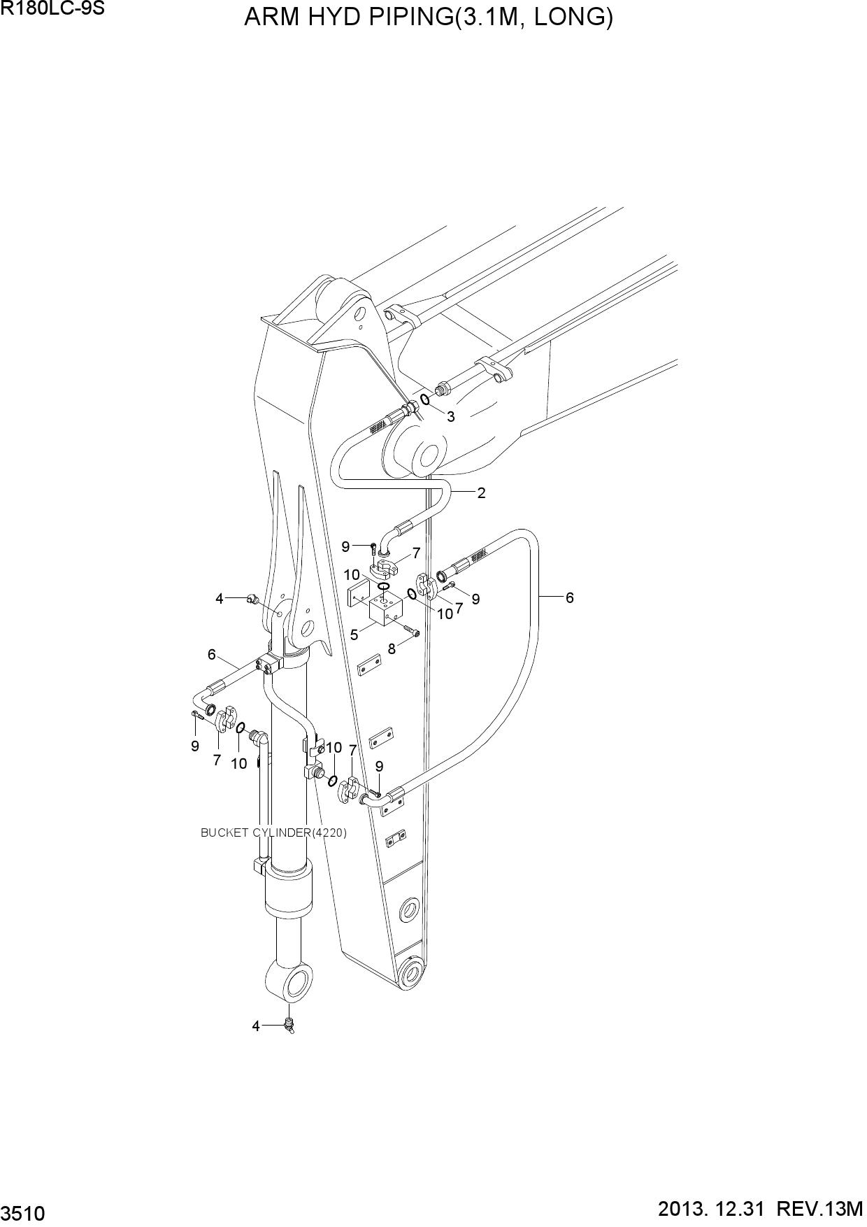 ARM HYD PIPING(3.1M, LONG)