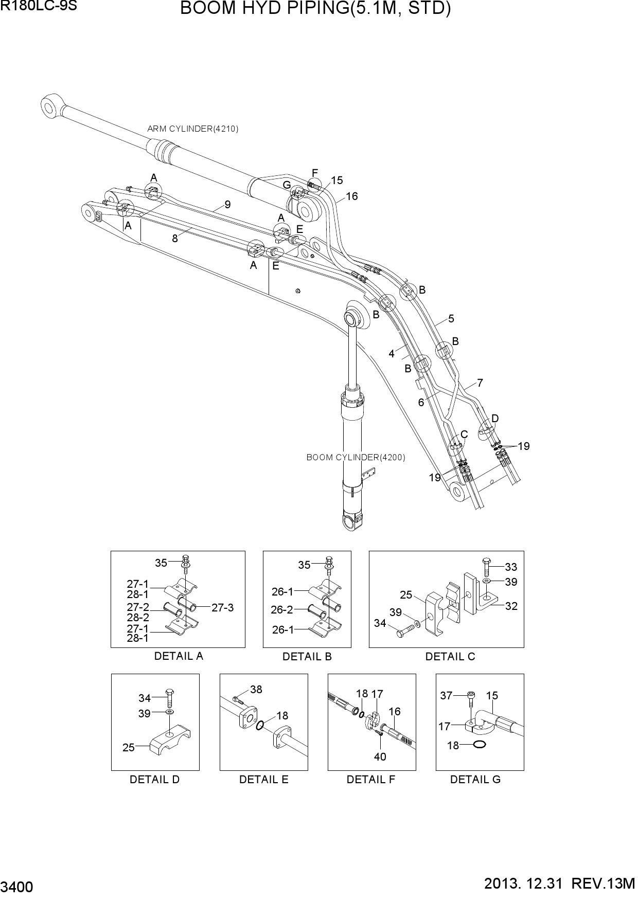 BOOM HYD PIPING(5.1M, STD)