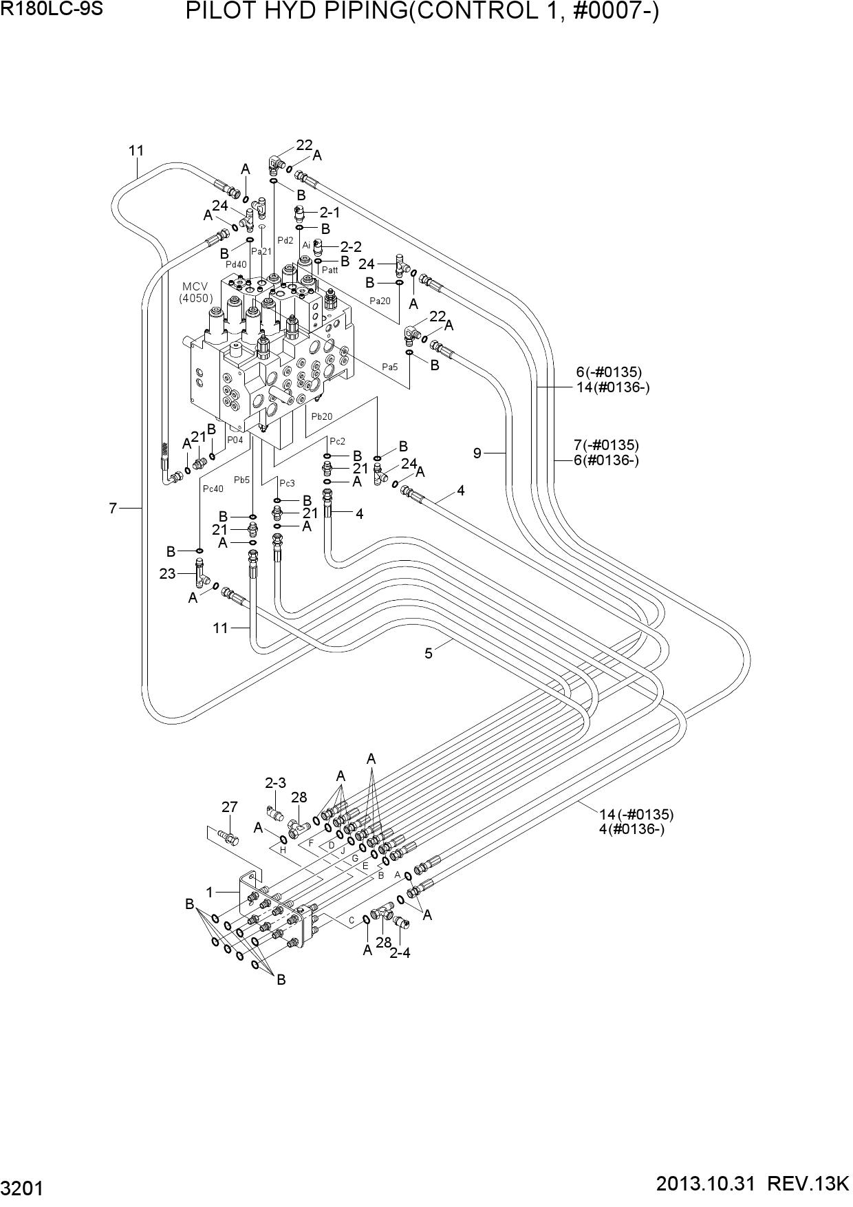 PILOT HYD PIPING(CONTROL 1, #0007-)