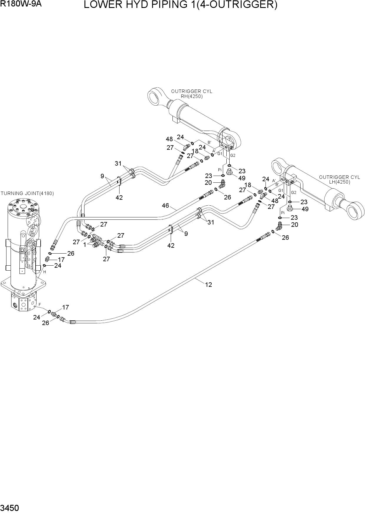 LOWER HYD PIPING 1(4-OUTRIGGER)