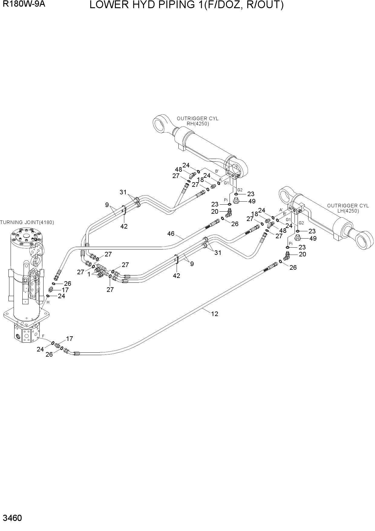LOWER HYD PIPING 1(F/DOZ, R/OUT)