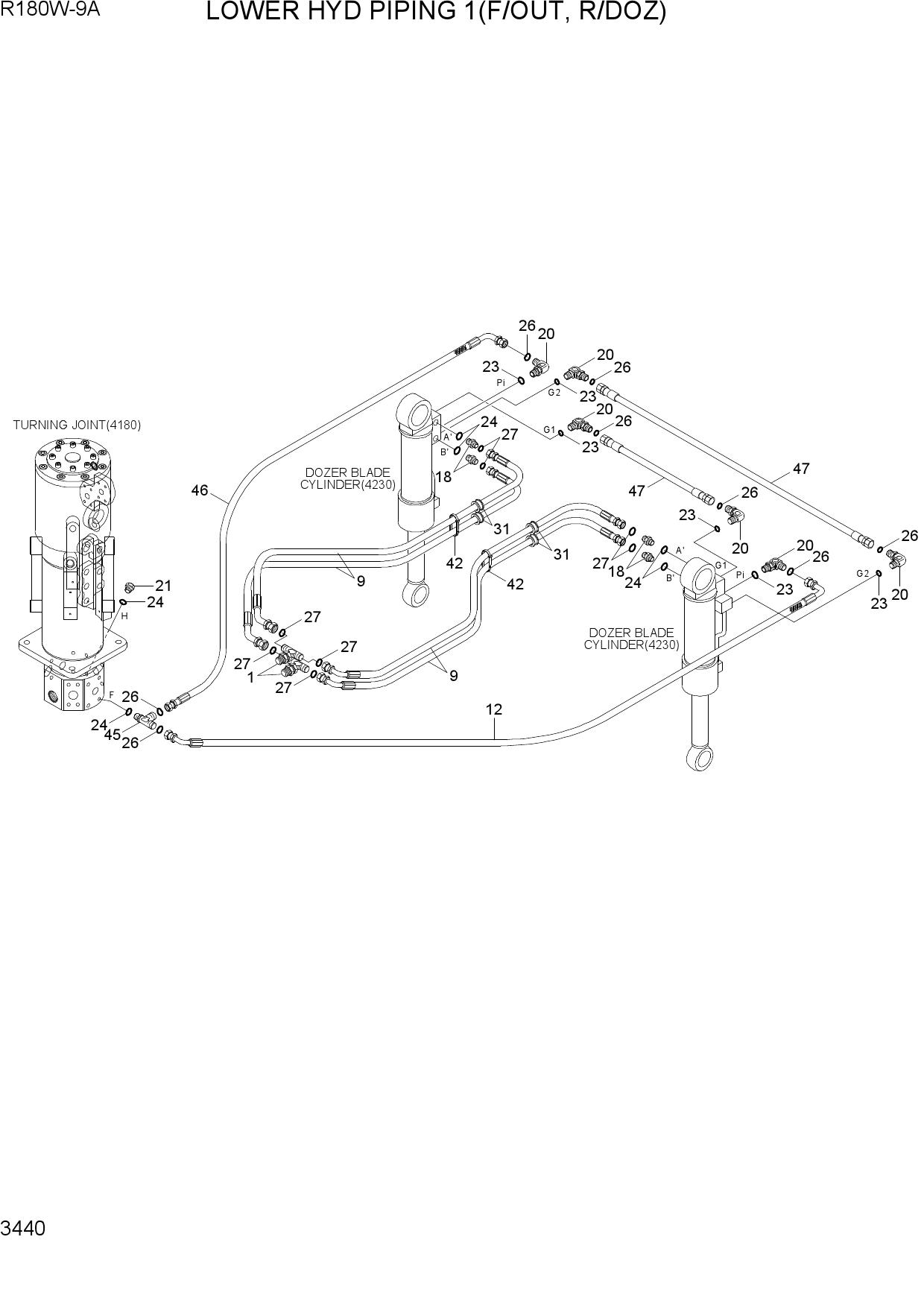 LOWER HYD PIPING 1(F/OUT, R/DOZ)