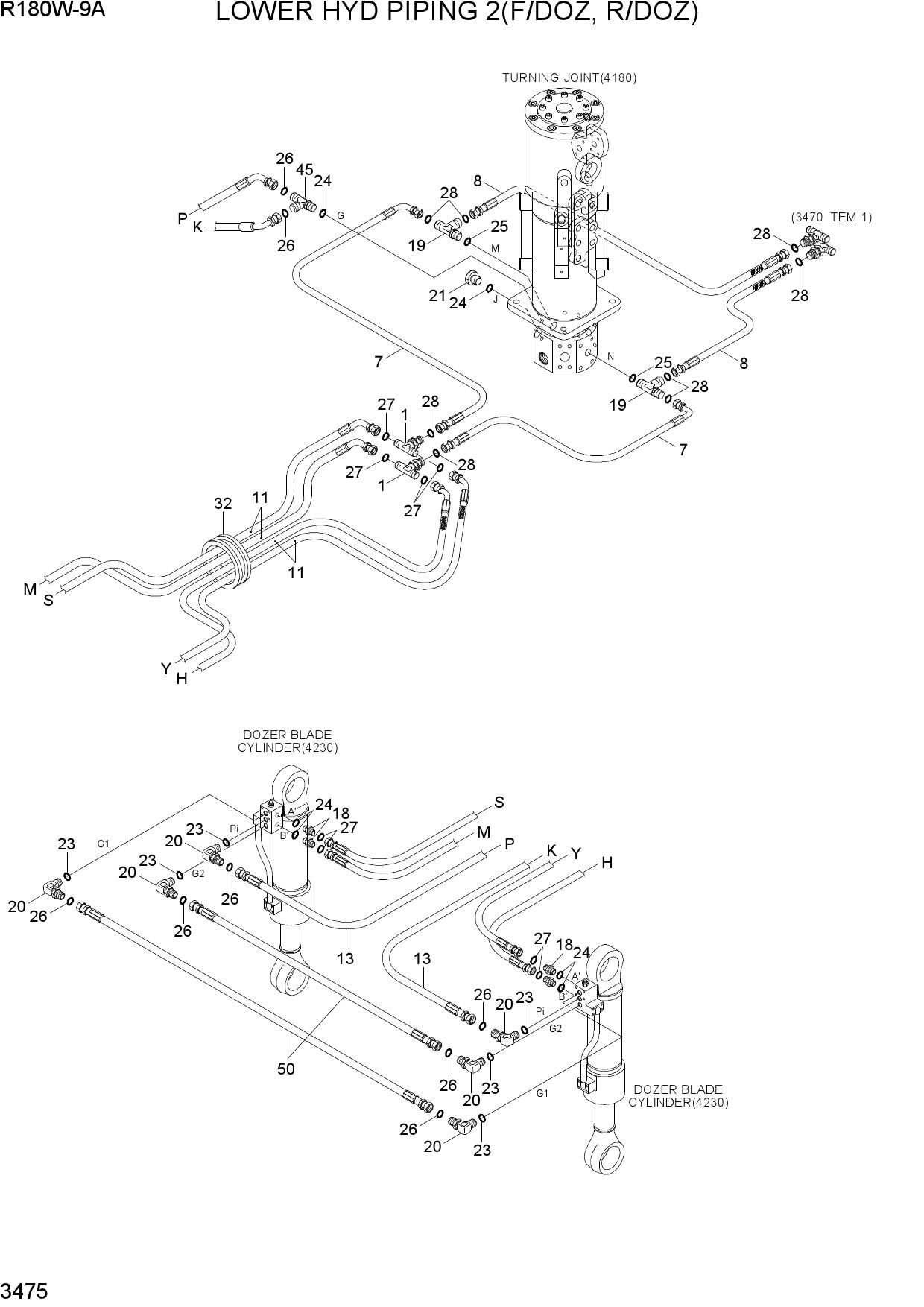 LOWER HYD PIPING 2(F/DOZ, R/DOZ)