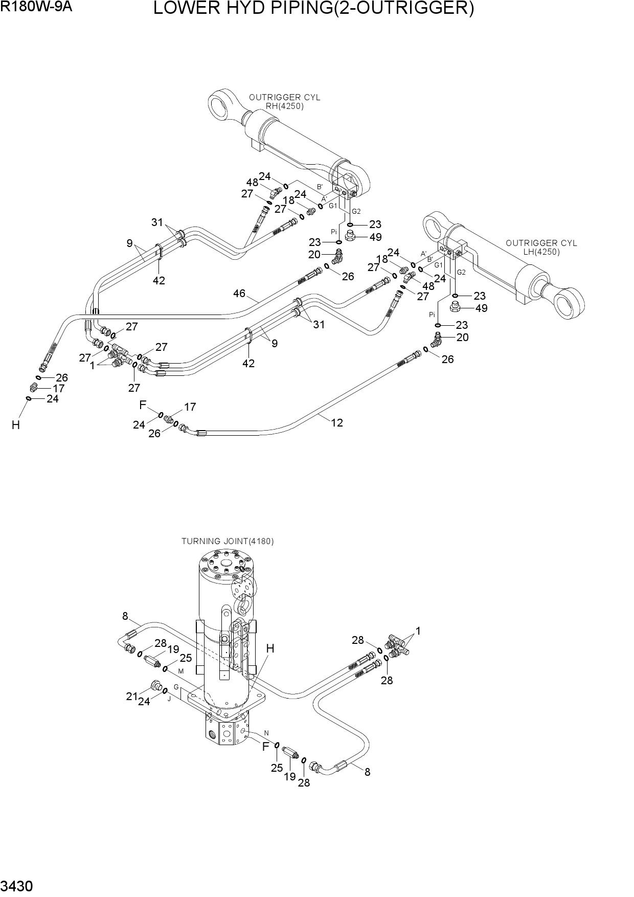 LOWER HYD PIPING(2-OUTRIGGER)