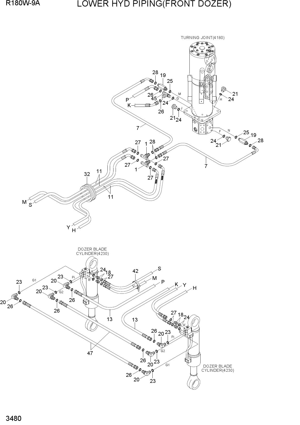 LOWER HYD PIPING(FRONT DOZER)