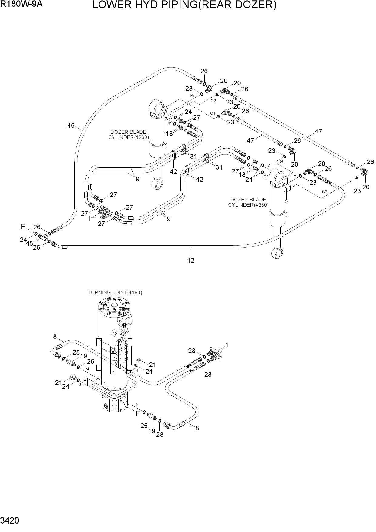 LOWER HYD PIPING(REAR DOZER)