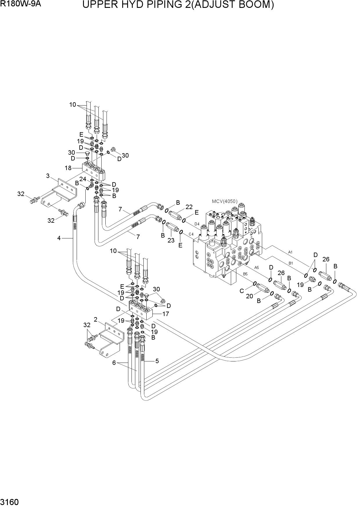 UPPER HYD PIPING 2(ADJUST BOOM)