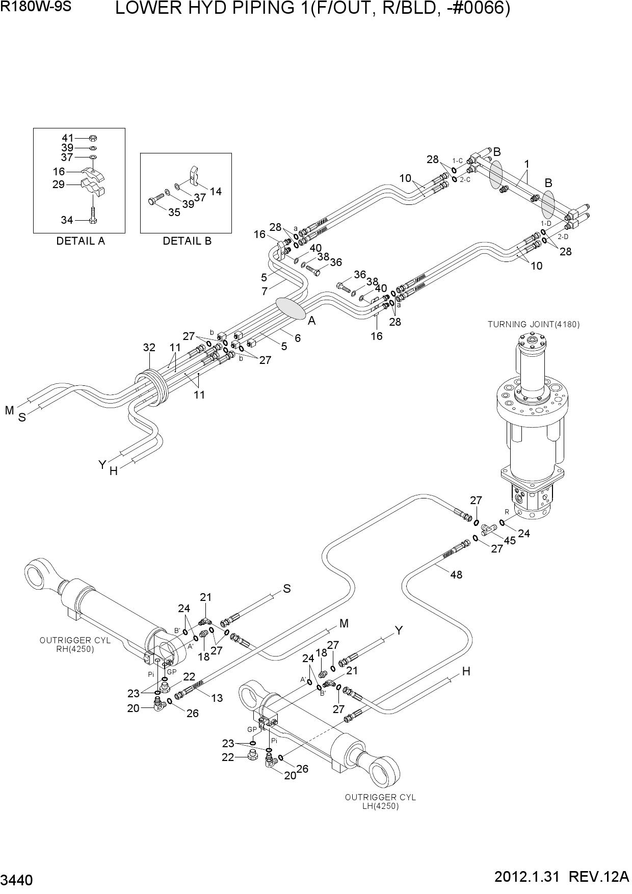 LOWER HYD PIPING 1(F/OUT, R/BLD, -#0066)