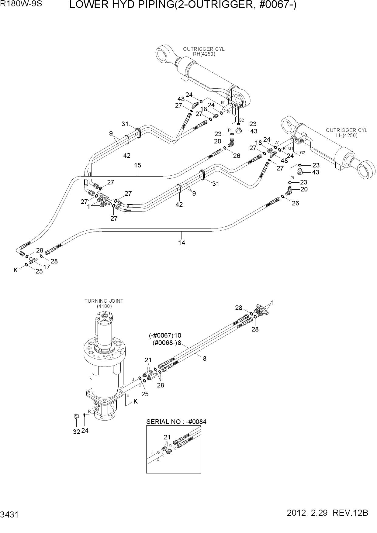 LOWER HYD PIPING(2-OUTRIGGER, #0067-)