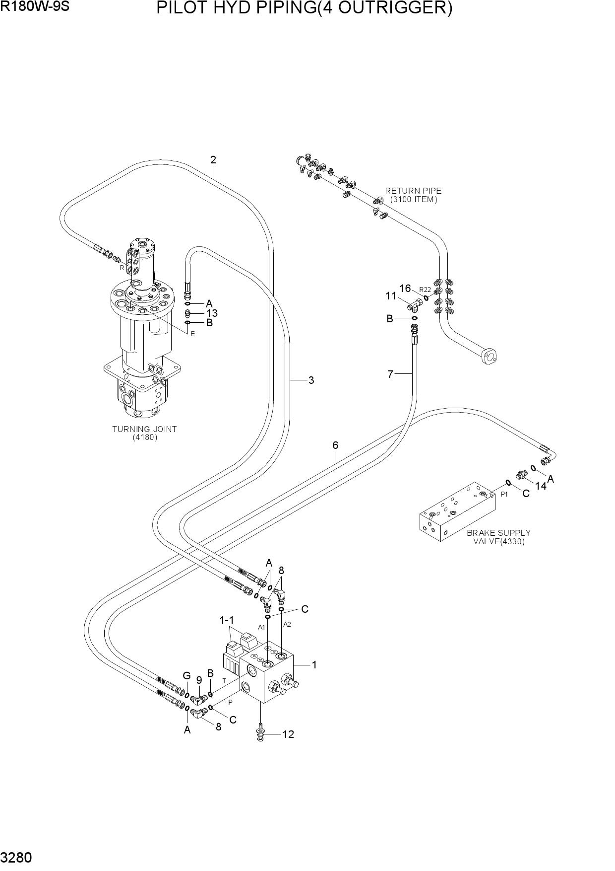 PILOT HYD PIPING(4 OUTRIGGER)