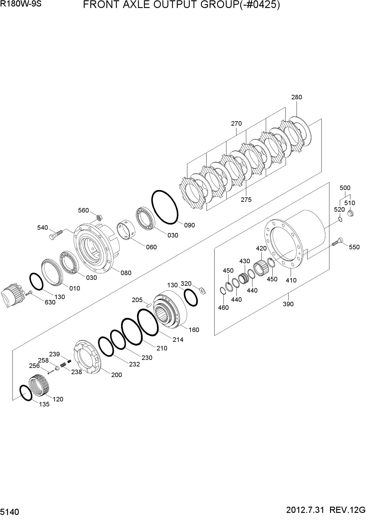 FRONT AXLE OUTPUT GROUP(-#0425)