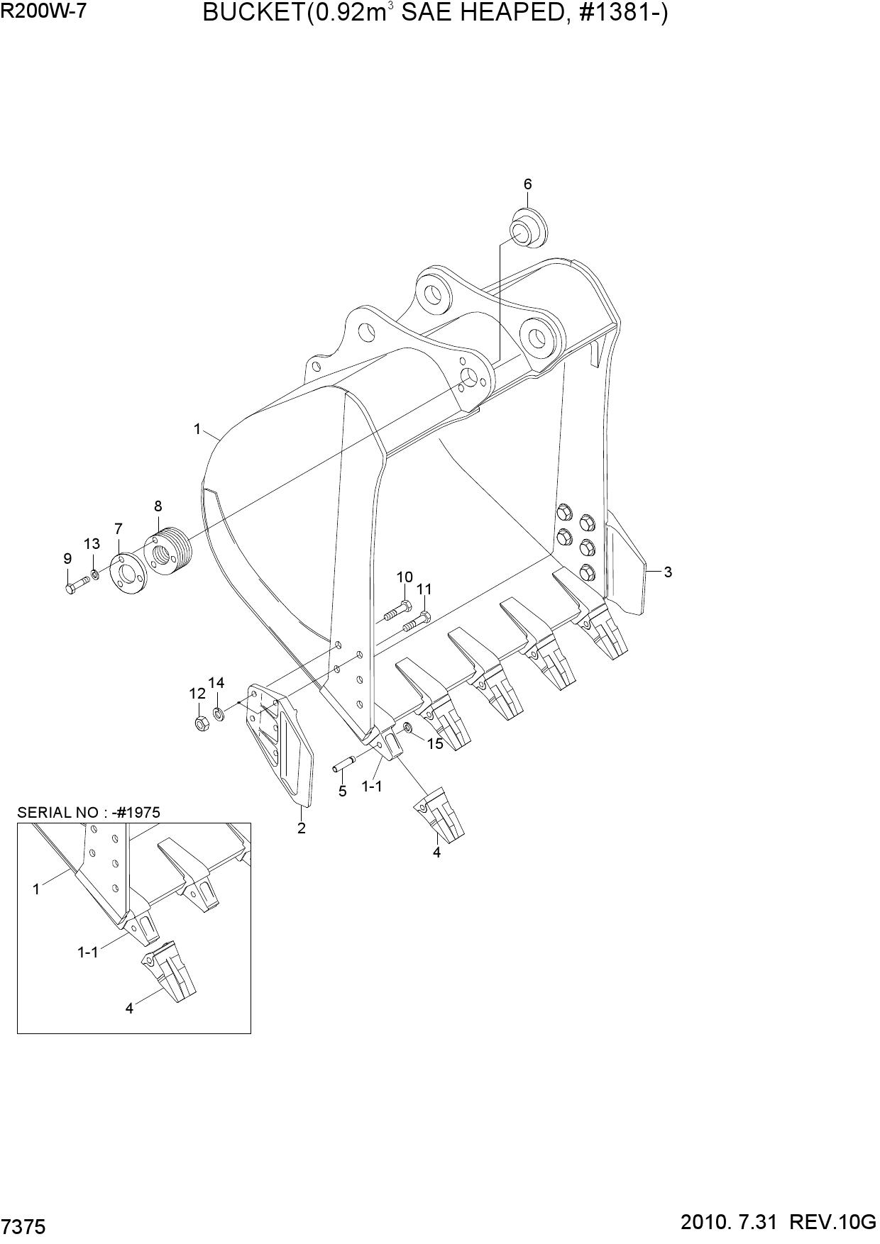BUCKET(0.92M3 SAE HEAPED, #1381-)