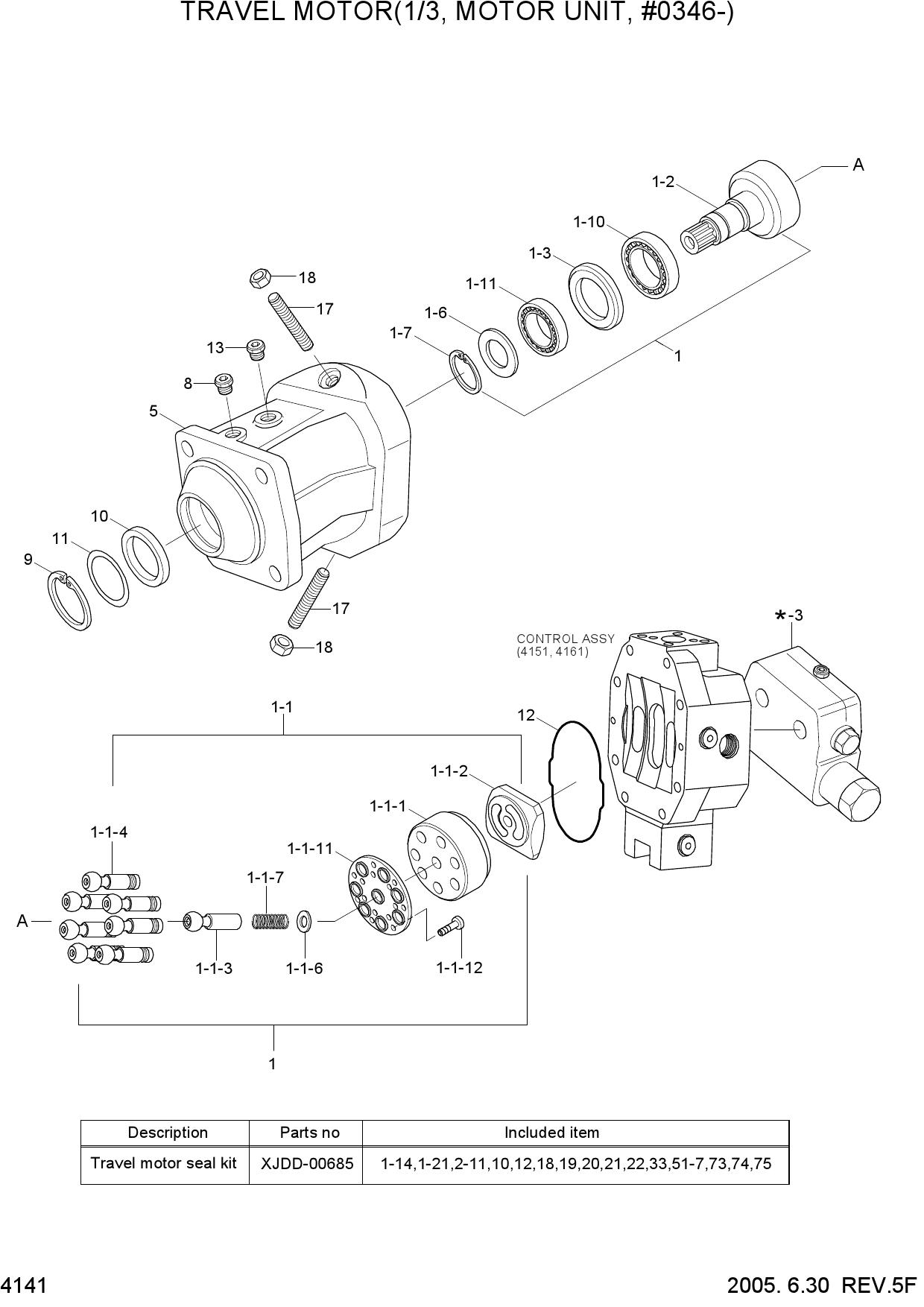 TRAVEL MOTOR(1/3, MOTOR UNIT, #0346-)