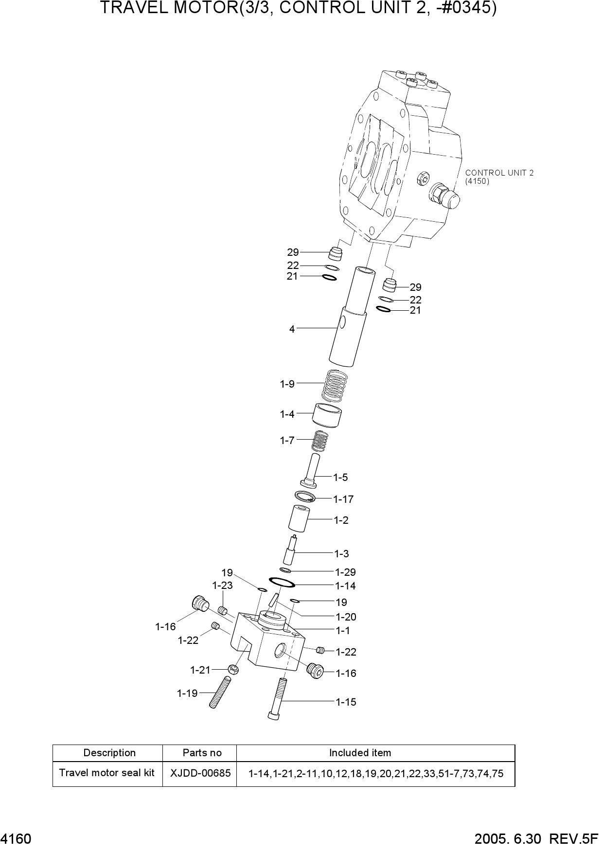 TRAVEL MOTOR(3/3, CONTROL UNIT 2,-#0345)