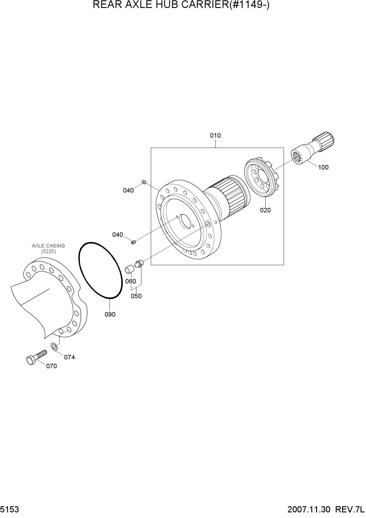 REAR AXLE HUB CARRIER(#1149-)