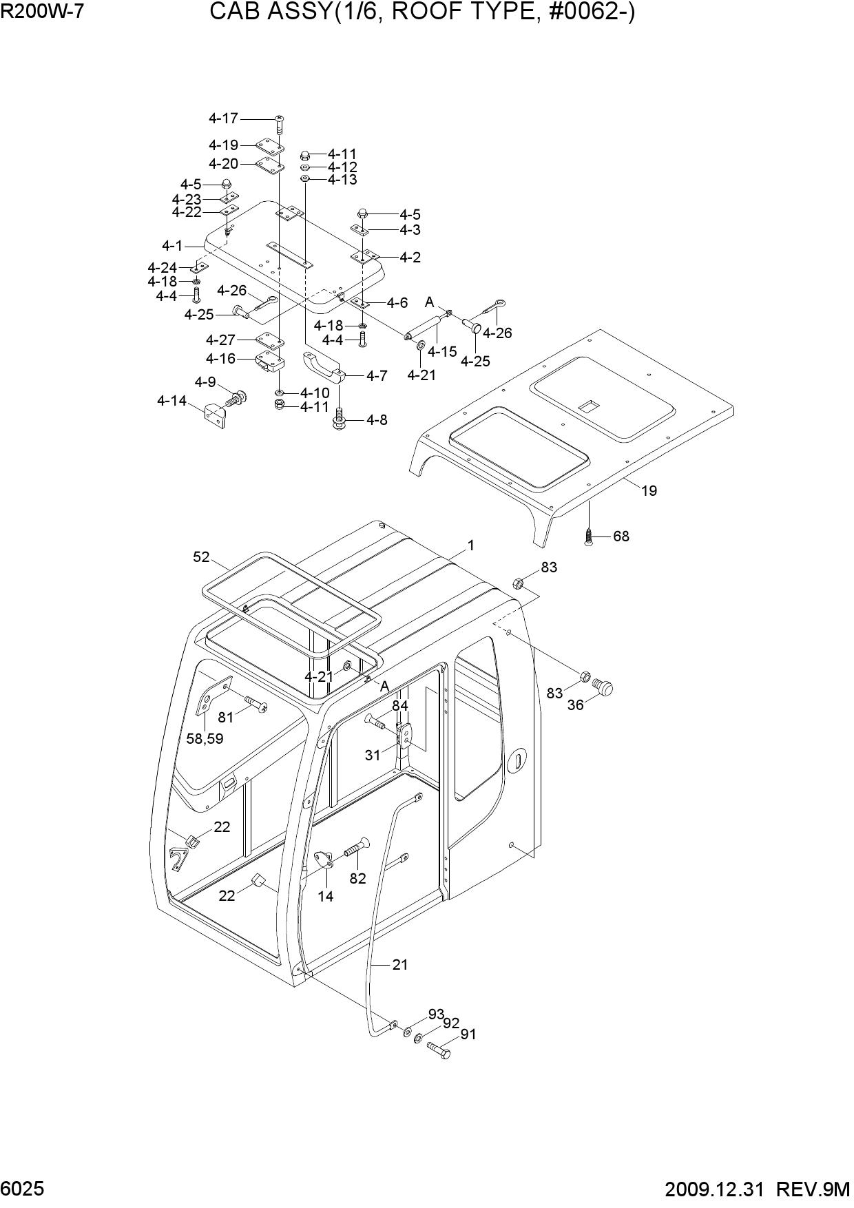 CAB ASSY(1/6, ROOF TYPE, #0062-)