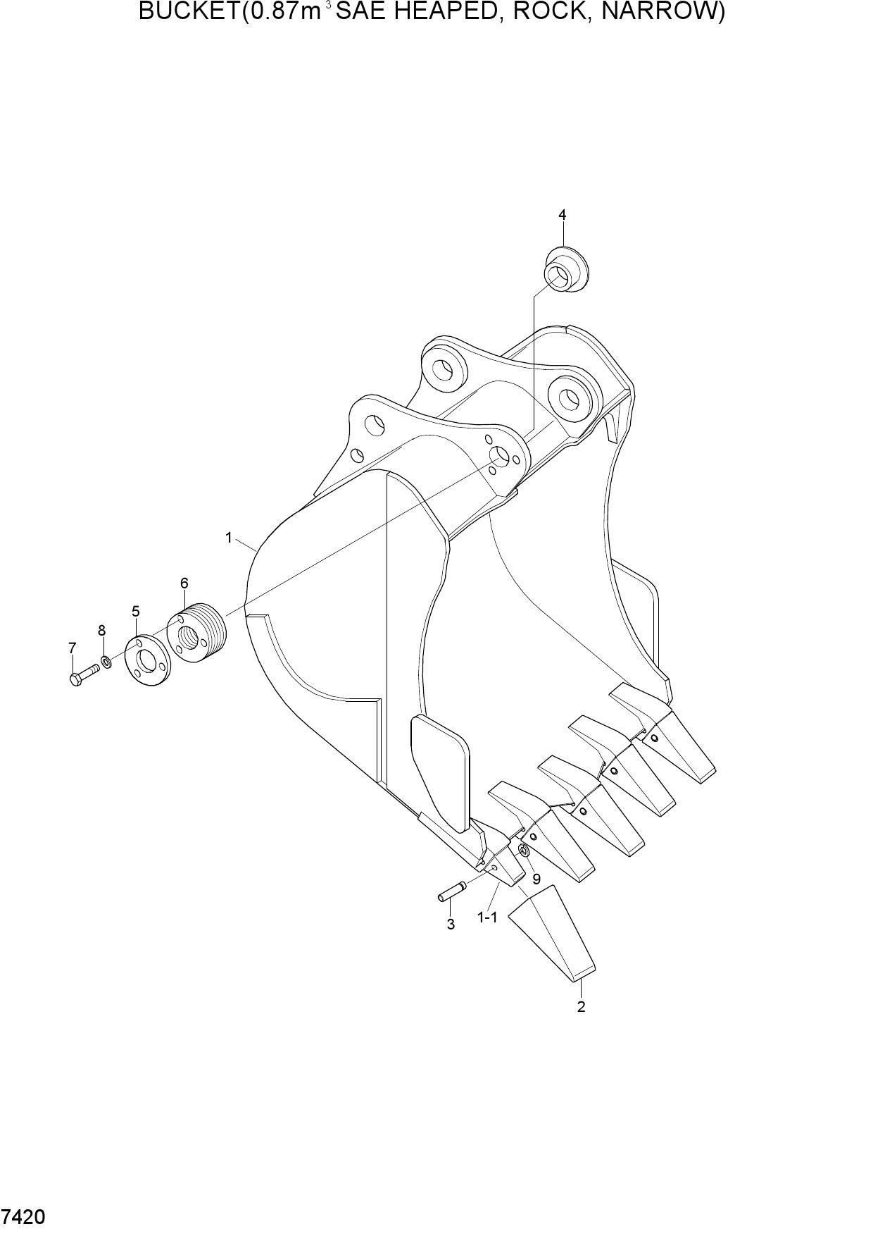 BUCKET(0.87M3 SAE HEAPED, ROCK, NARROW)