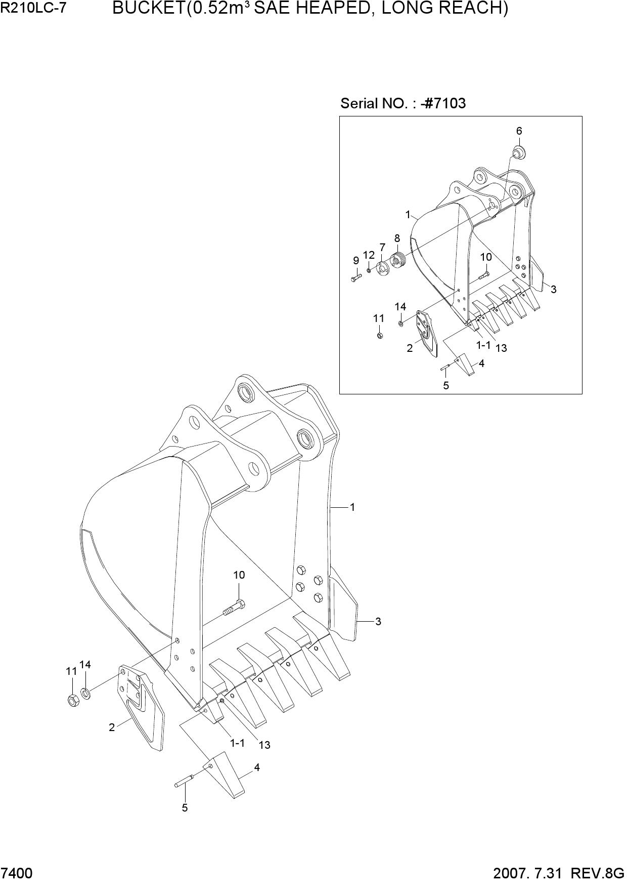 BUCKET(0.52M3 SAE HEAPED, LONG REACH)