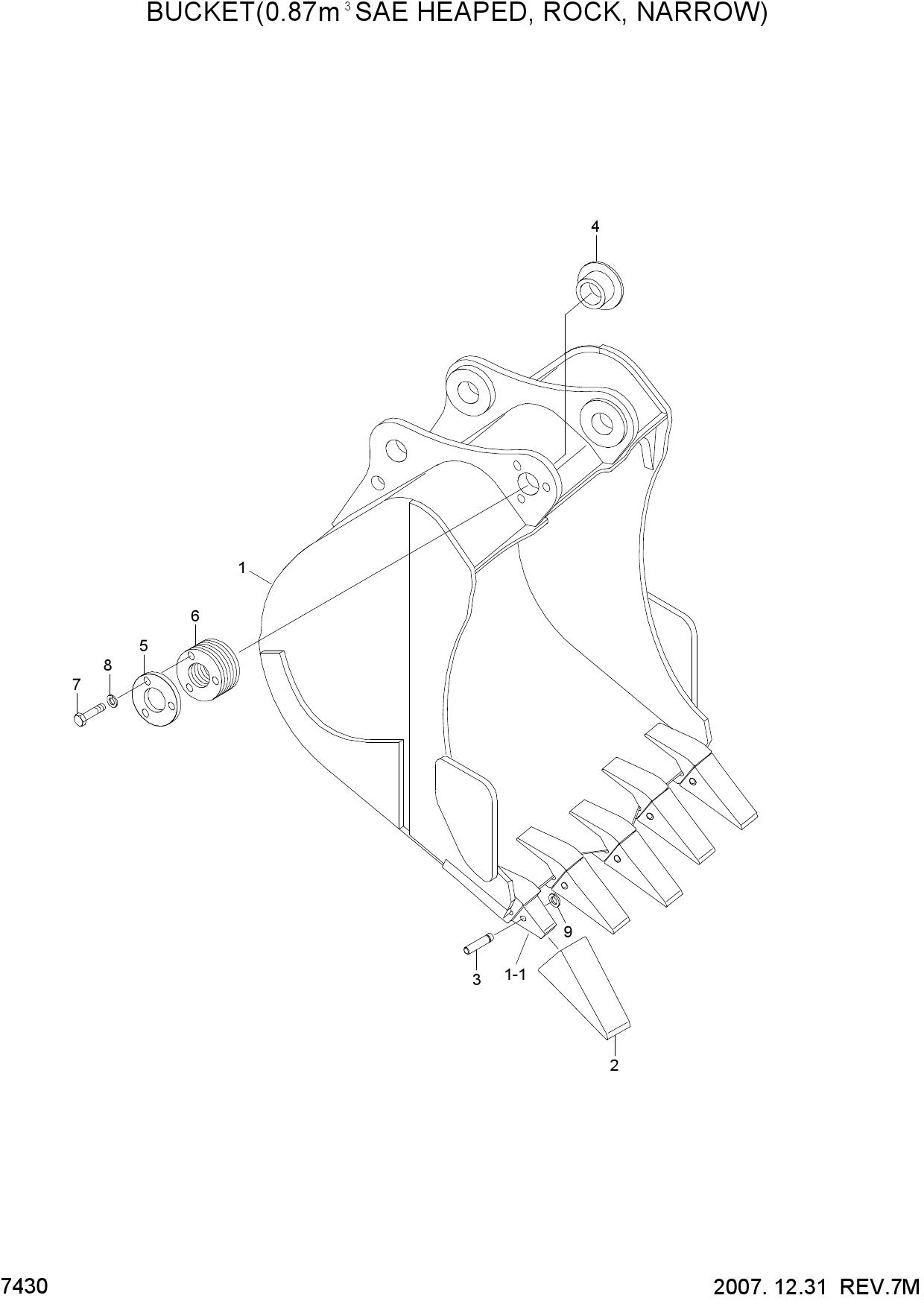 BUCKET(0.87M3 SAE HEAPED, ROCK, NARROW)