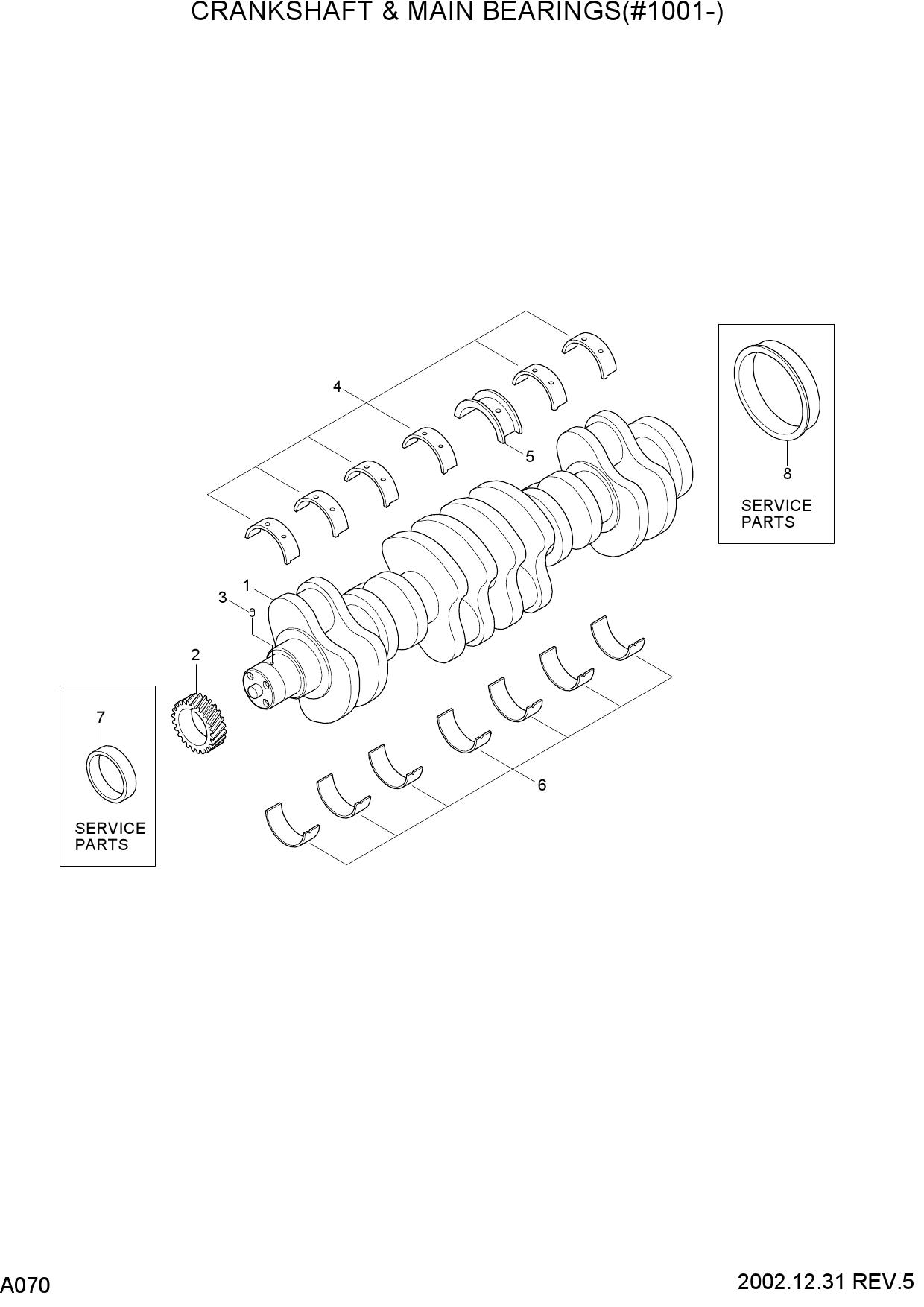 CRANKSHAFT & MAIN BEARINGS(#1001-)