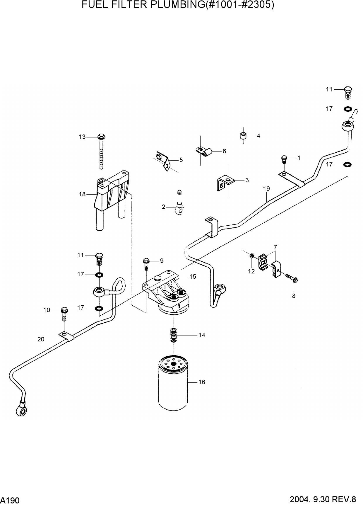 FUEL FILTER PLUMBING(#1001-#2305)