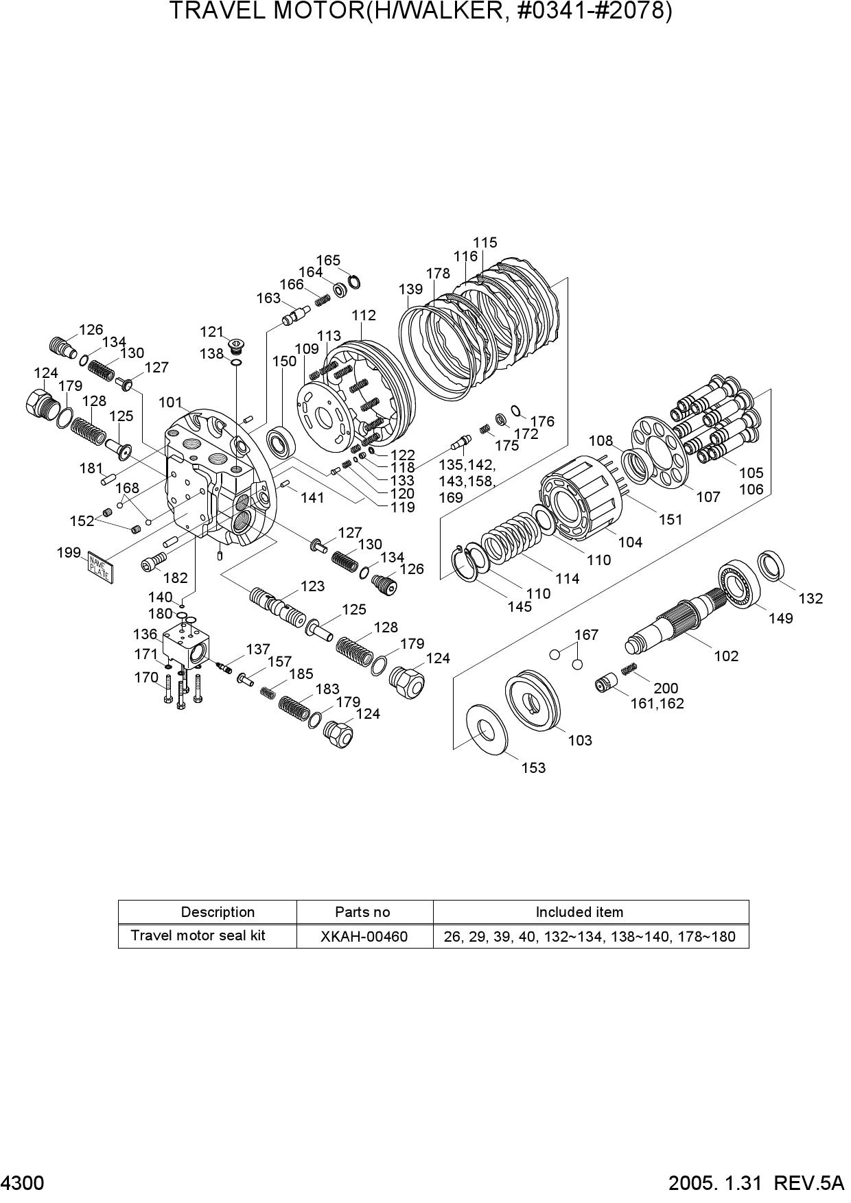 TRAVEL MOTOR(H/WALKER, #0341-#2078)