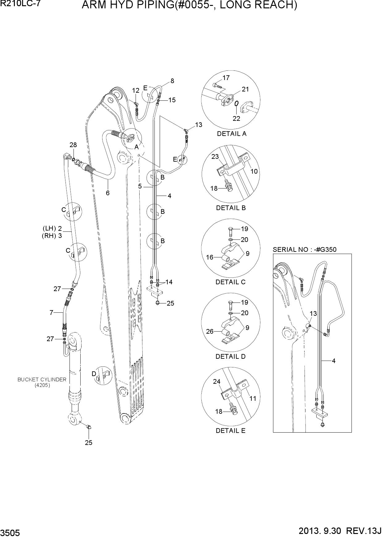 ARM HYD PIPING(#0055-, LONG REACH)