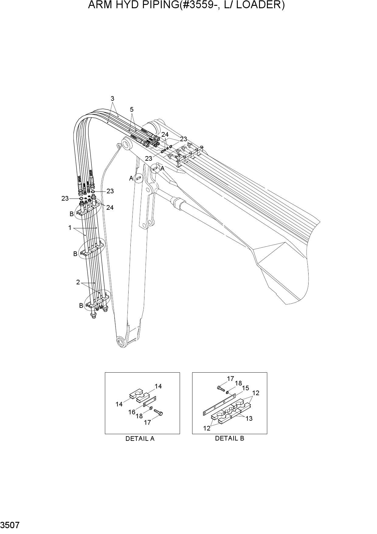 ARM HYD PIPING(#3559-, L/LOADER)