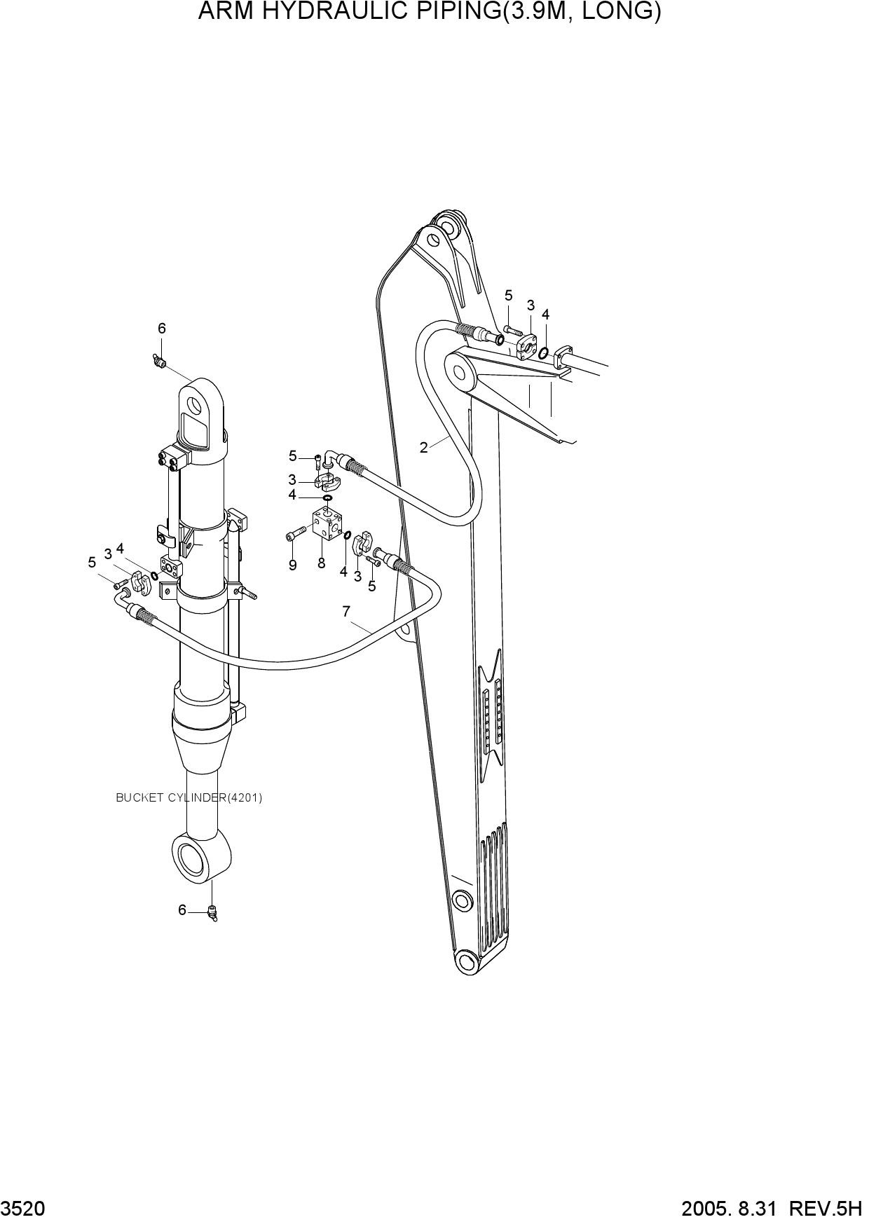 ARM HYD PIPING(3.9M, LONG)