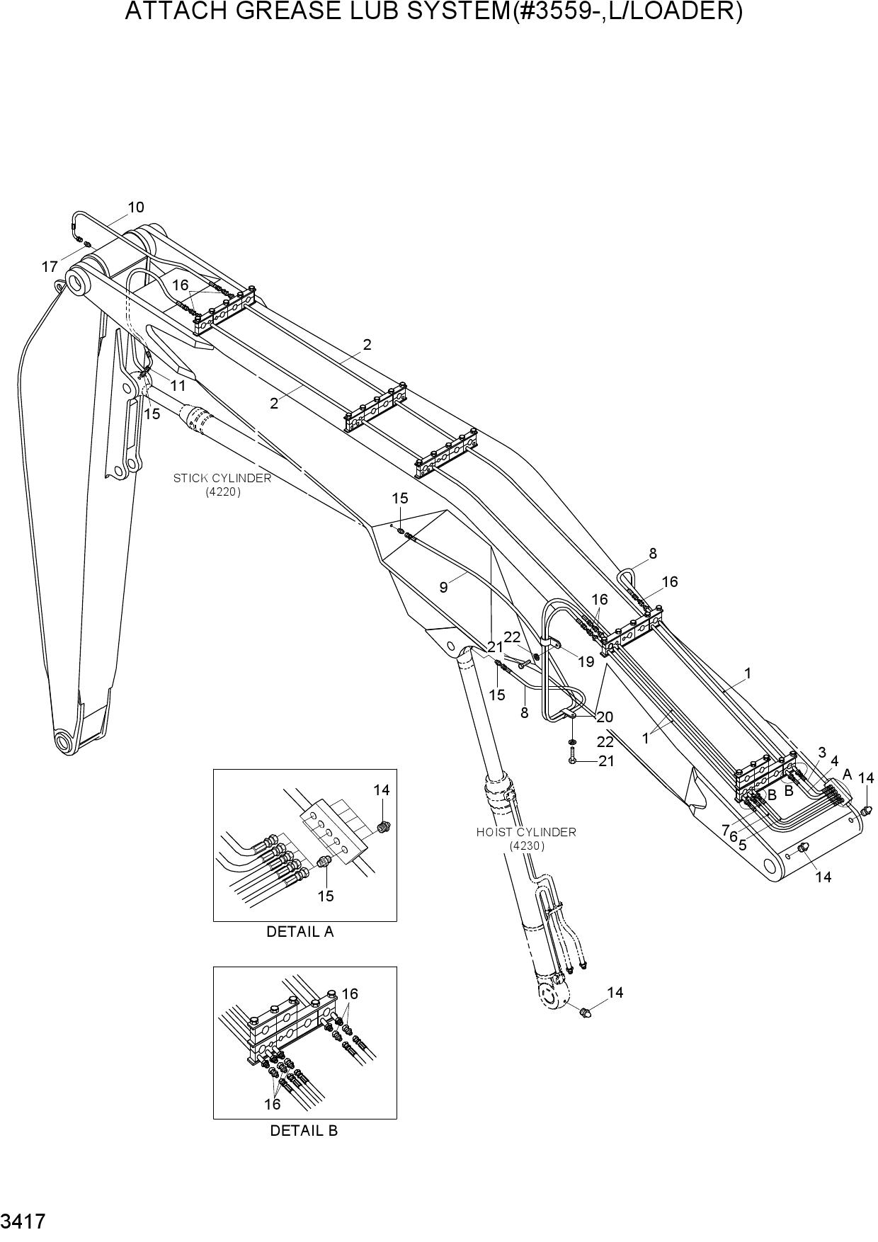 BOOM GREASE LUB SYSTEM(#3559-,L/LOADER)