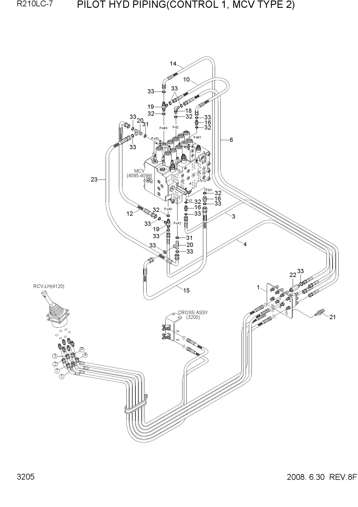 PILOT HYD PIPING(CONTROL 1, MCV TYPE 2)