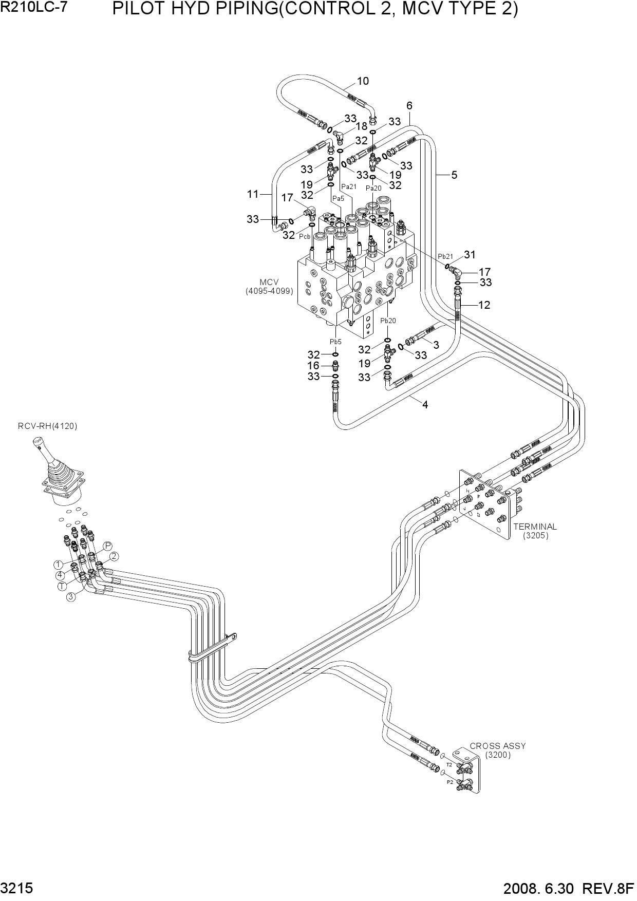 PILOT HYD PIPING(CONTROL 2, MCV TYPE 2)