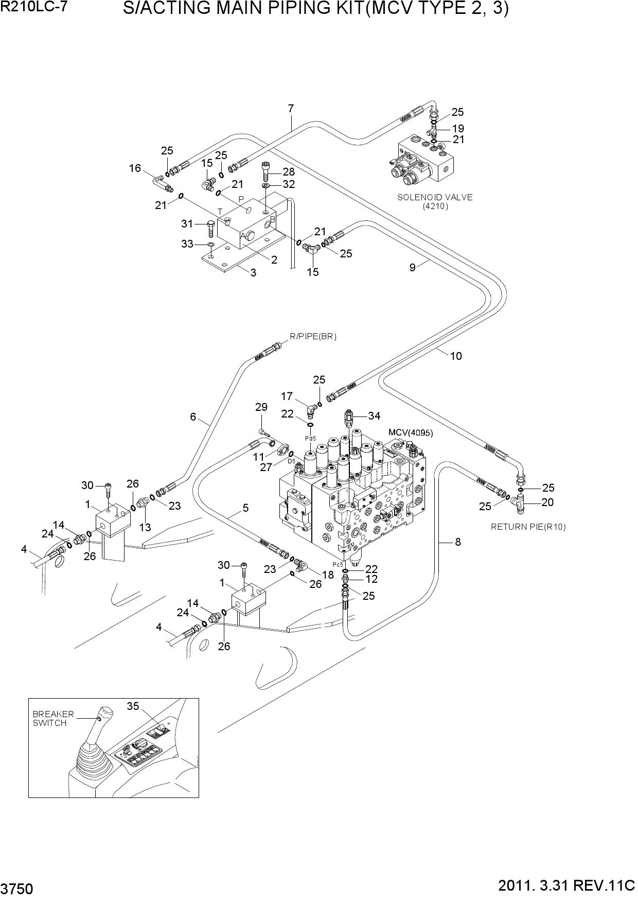S/ACTING MAIN PIPING KIT(MCV TYPE 2, 3)
