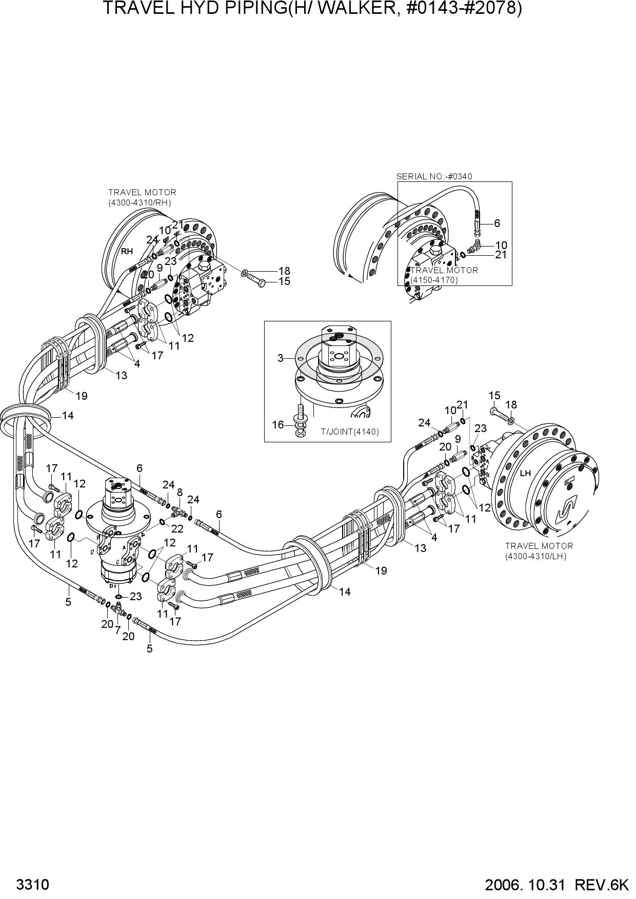 TRAVEL HYD PIPING(H/WALKER, #0143-#2078)
