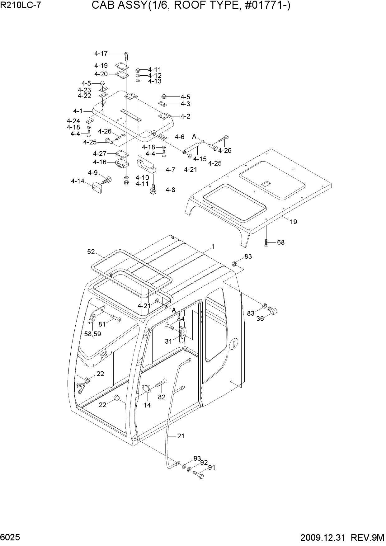 CAB ASSY(1/6, ROOF TYPE, #1771-)