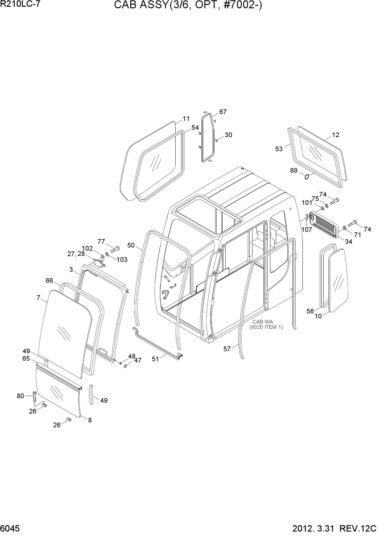 CAB ASSY(3/6, OPT, #7002-)