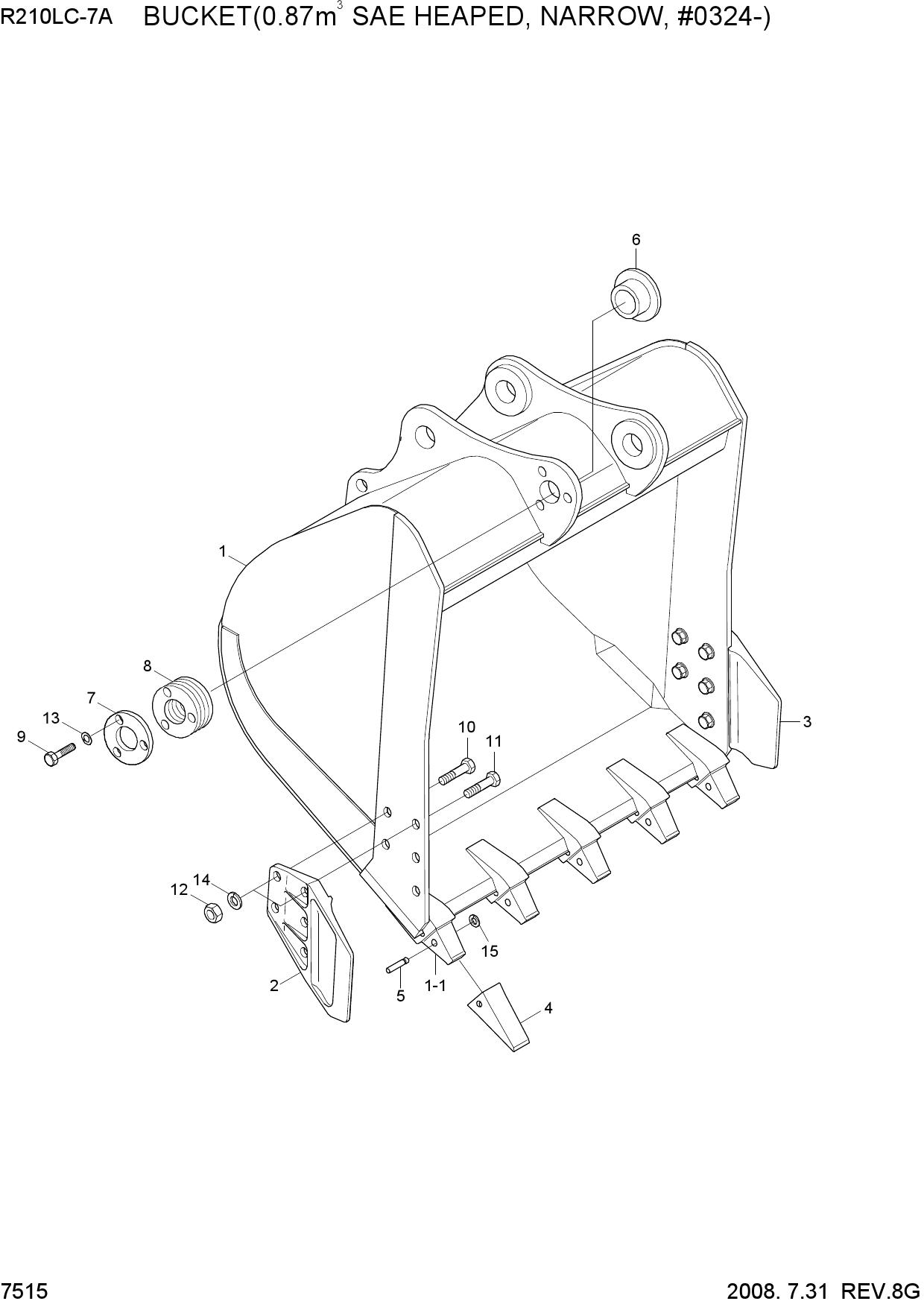 BUCKET(0.87M3 SAE HEAPED, NARROW,#0324-)