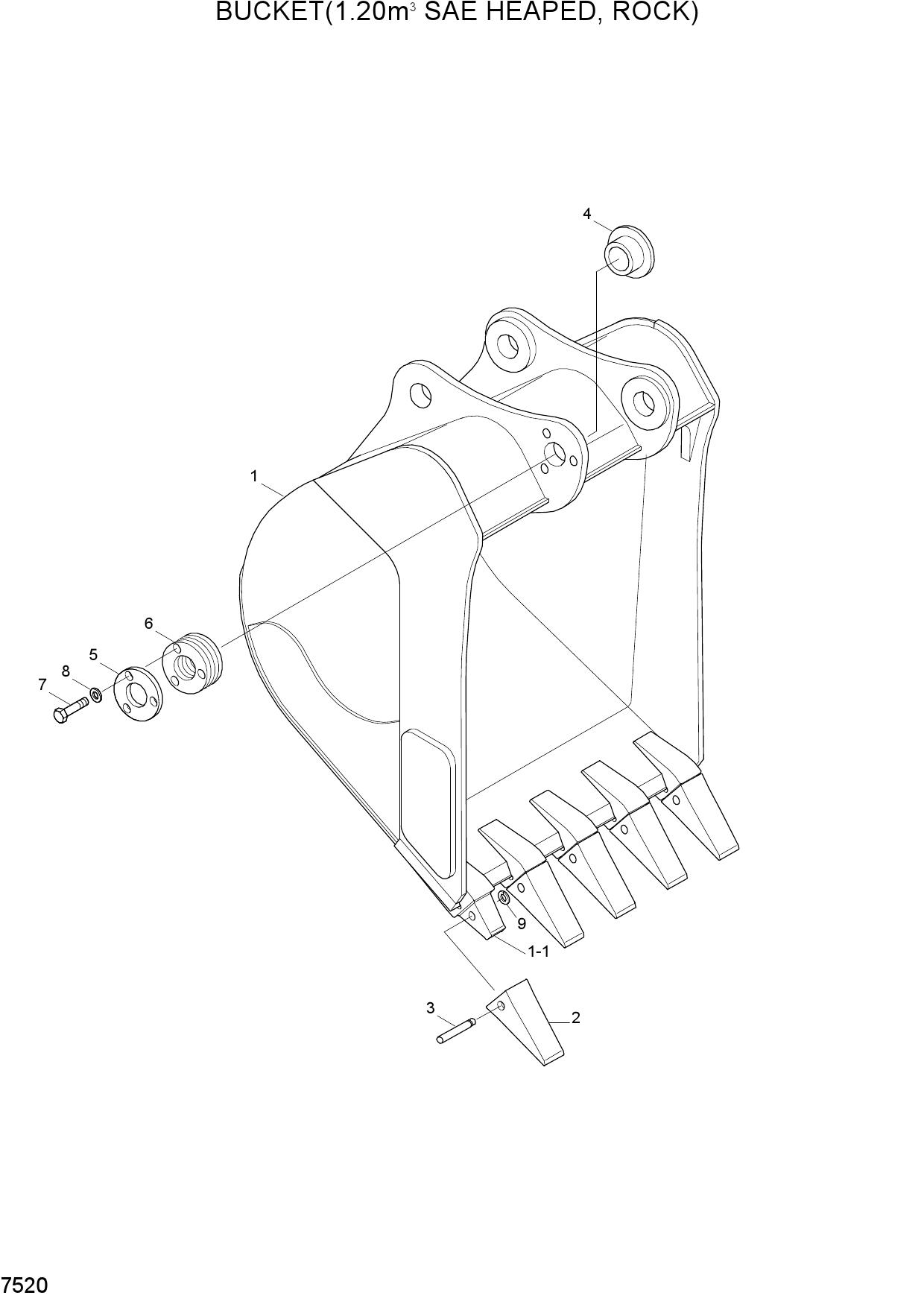 BUCKET(1.20M3 SAE HEAPED, ROCK)