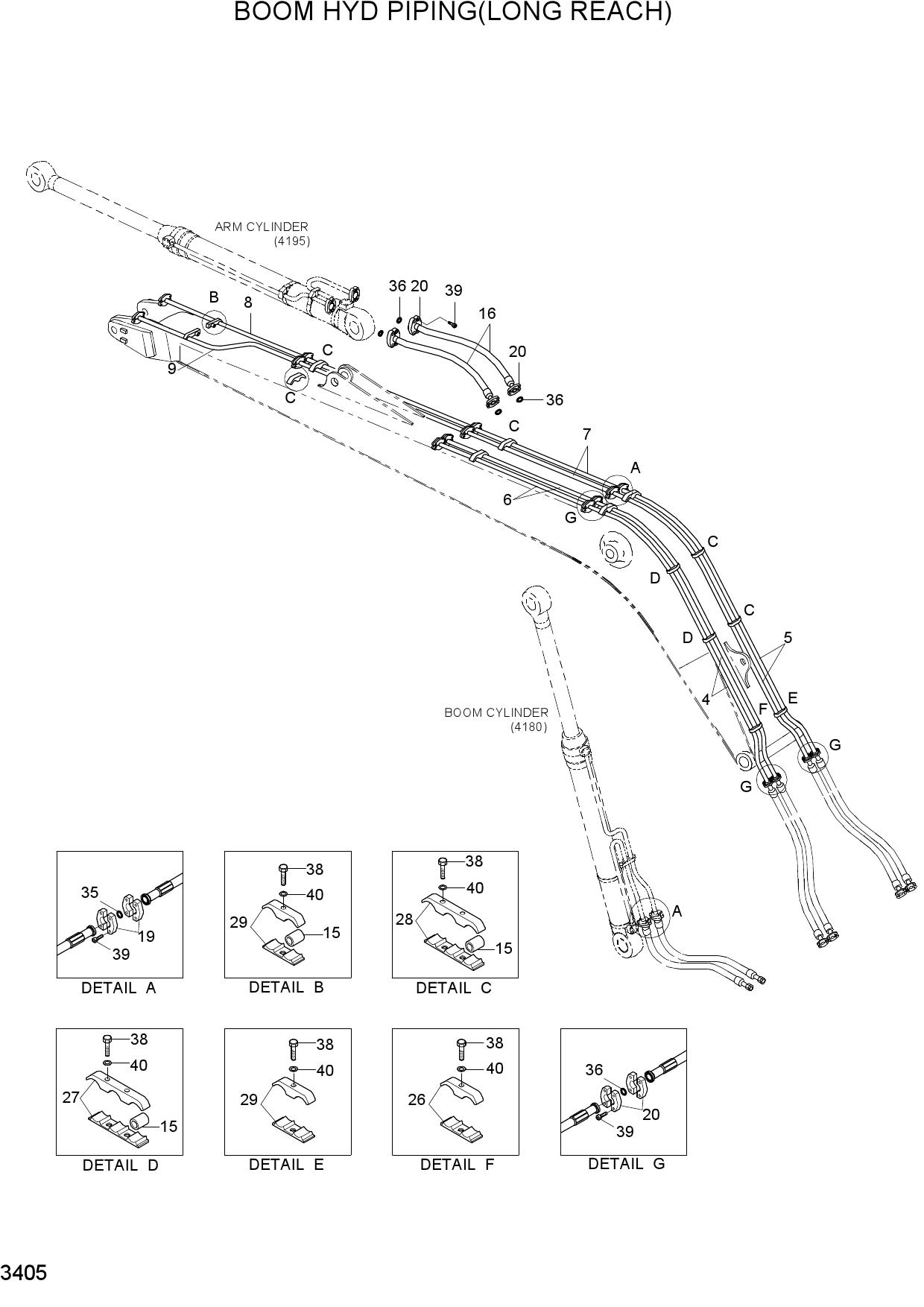 BOOM HYD PIPING(LONG REACH)