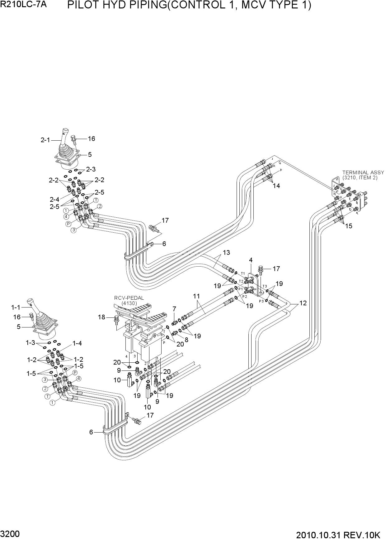 PILOT HYD PIPING(CONTROL 1, MCV TYPE 1)