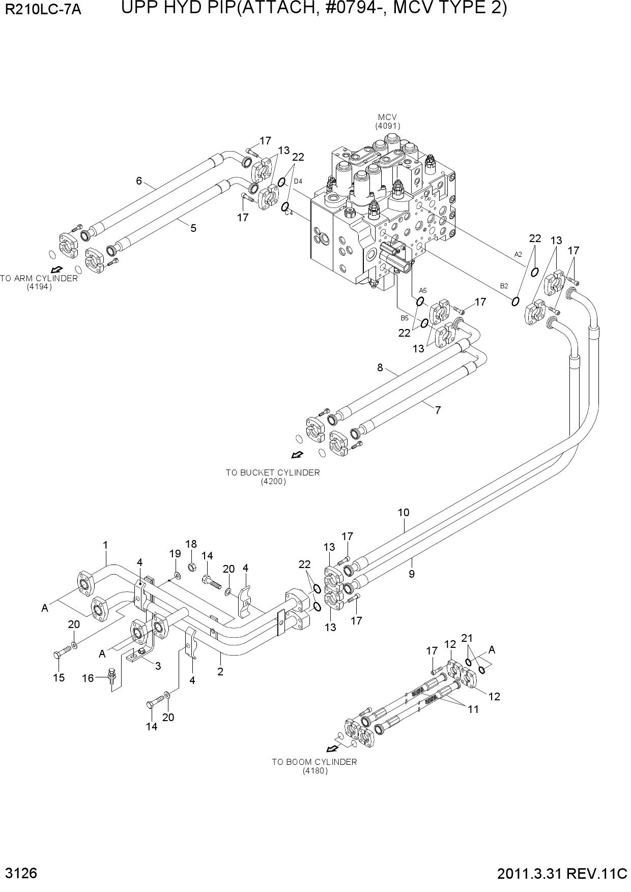 UPP HYD PIP(ATTACH, #0794-, MCV TYPE 2)