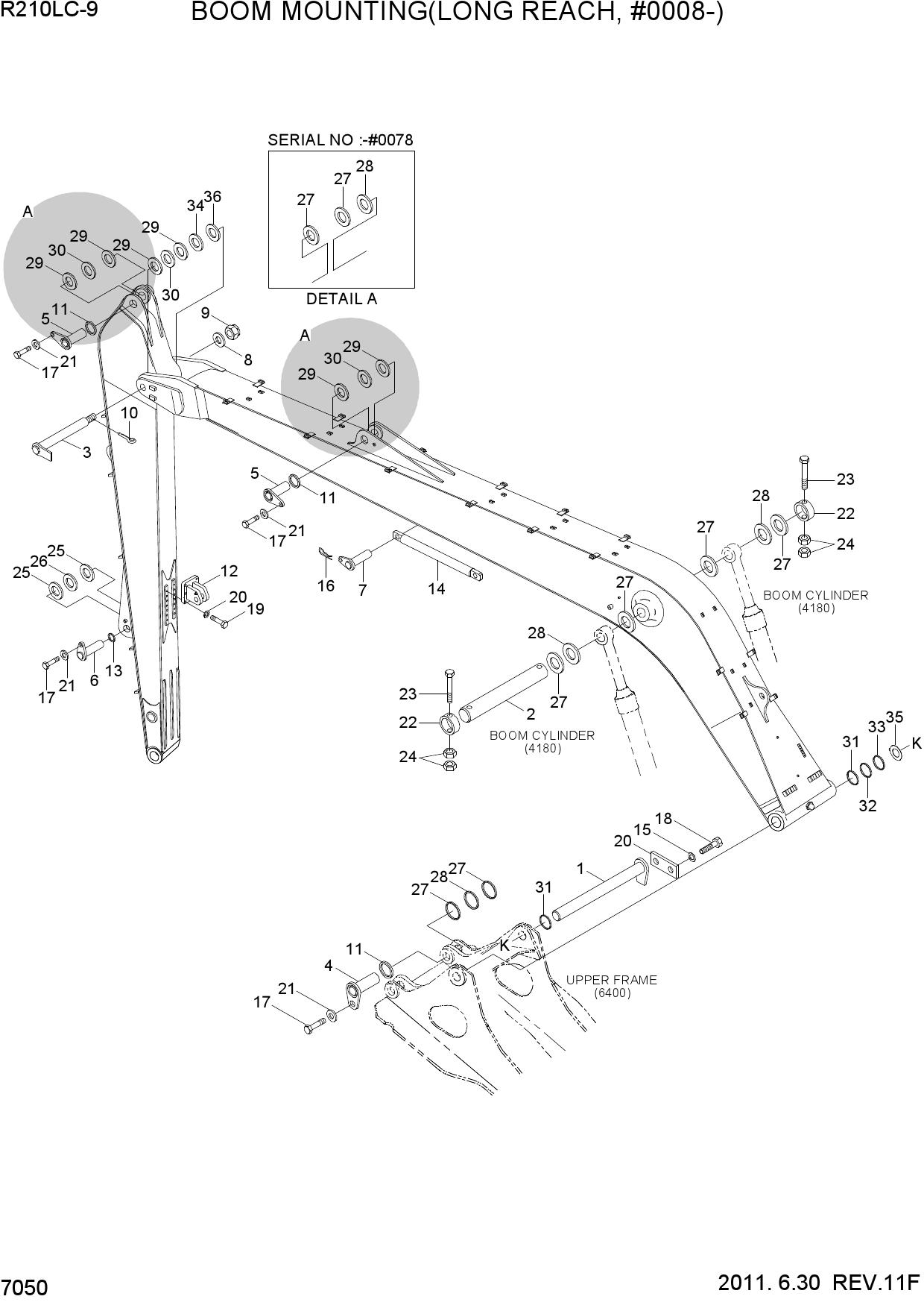 BOOM MOUNTING(LONG REACH, #0008-)