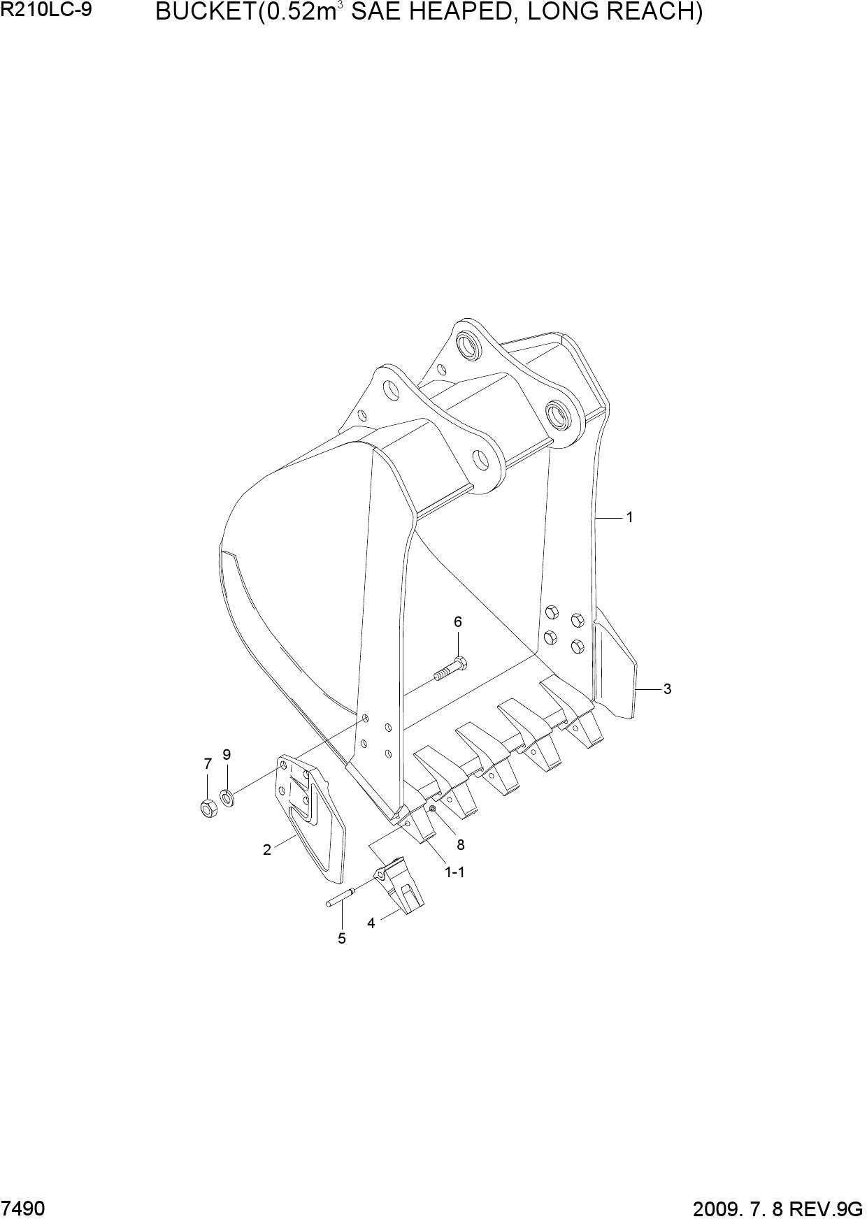 BUCKET(0.52M3 SAE HEAPED, LONG REACH)