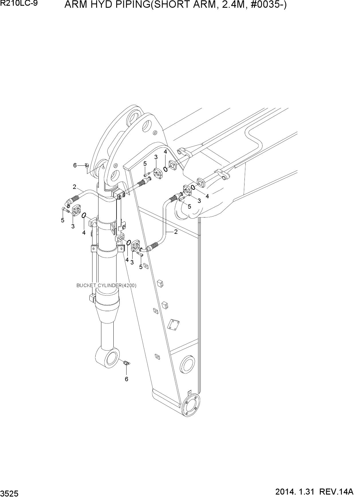 ARM HYD PIPING(SHORT ARM, 2.4M, #0035-)