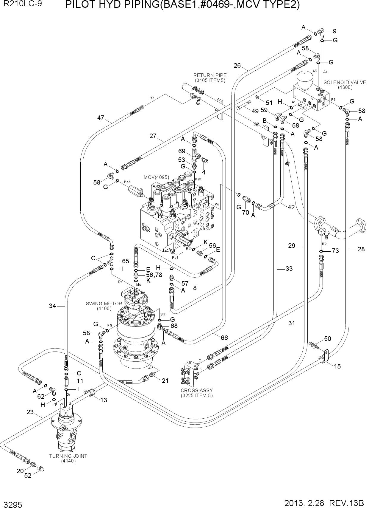 PILOT HYD PIPING(BASE1,#0469-,MCV TYPE2)