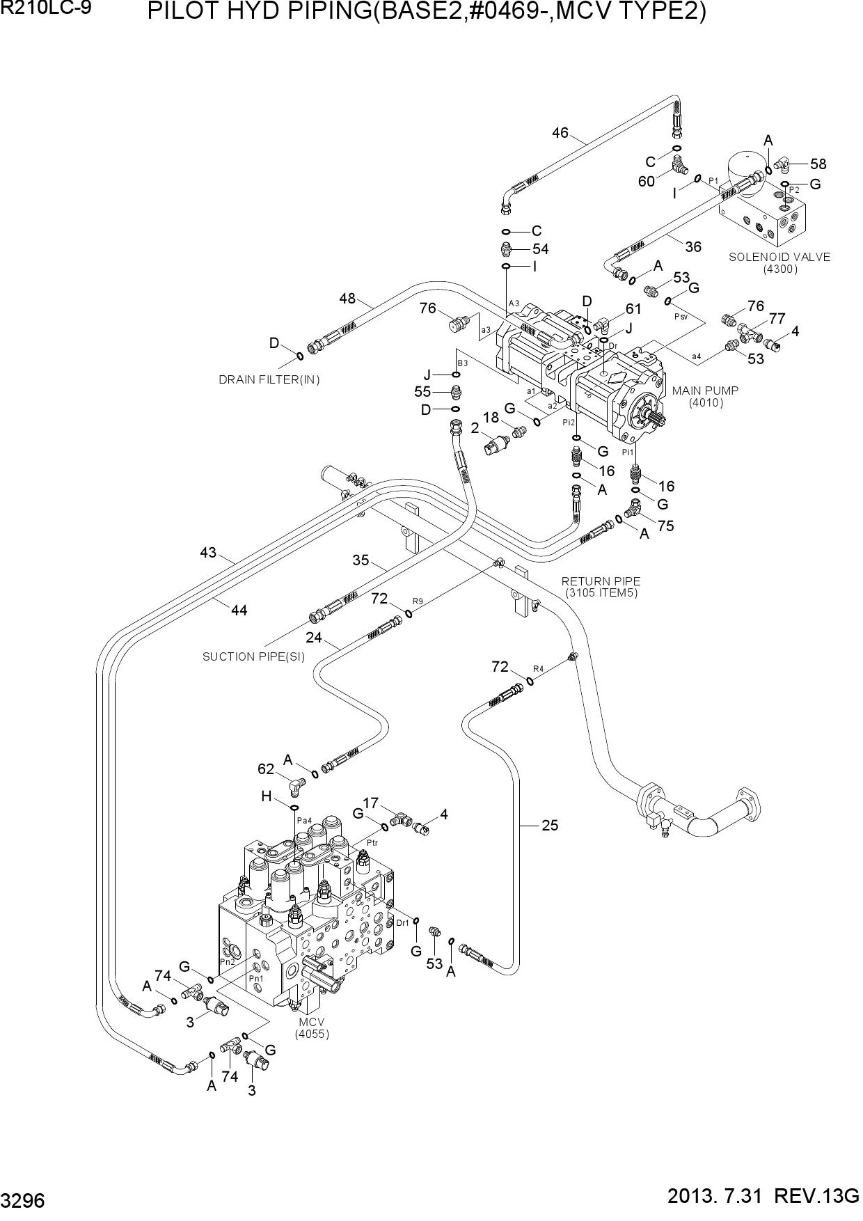 PILOT HYD PIPING(BASE2,#0469-,MCV TYPE2)