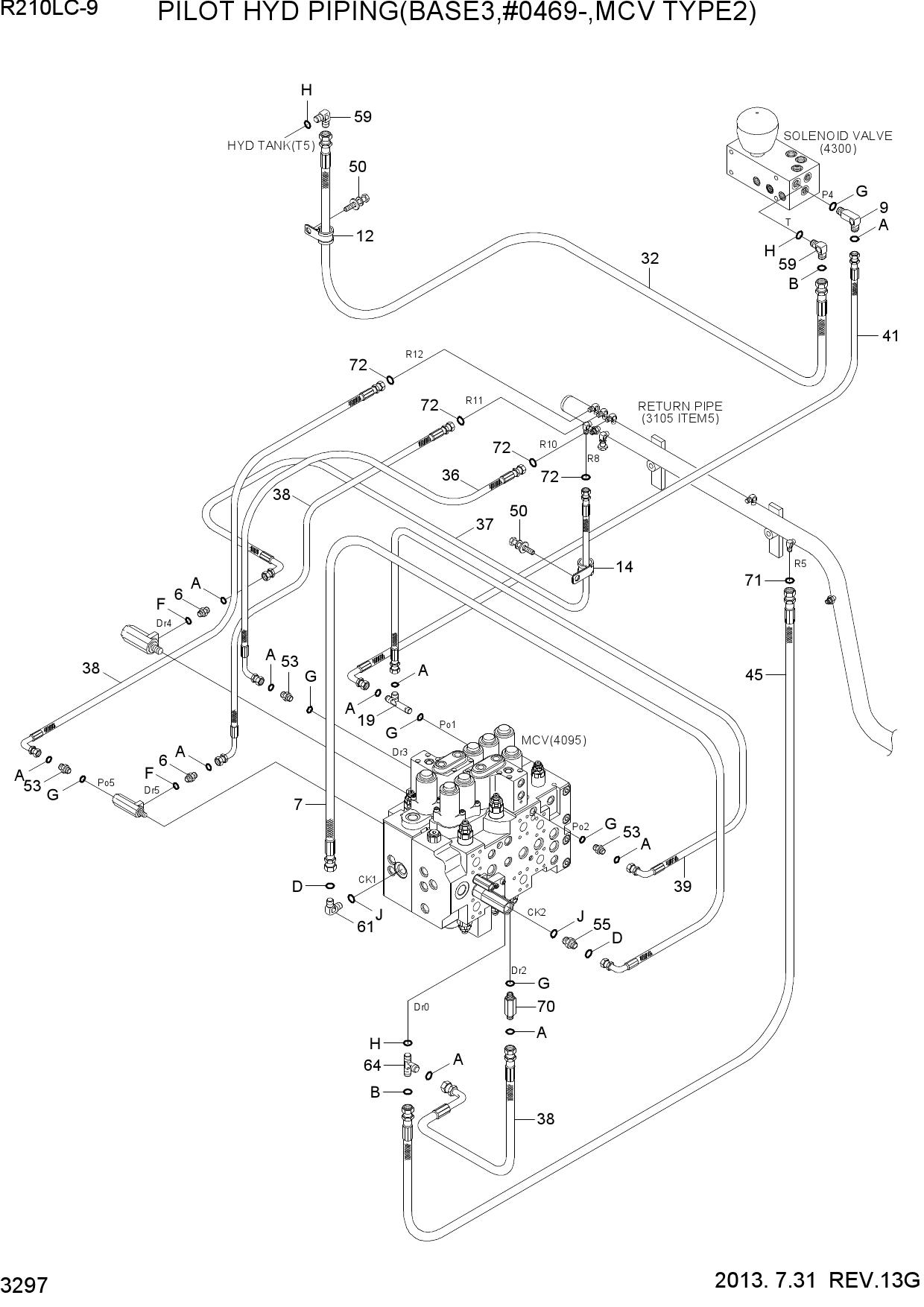 PILOT HYD PIPING(BASE3,#0469-,MCV TYPE2)