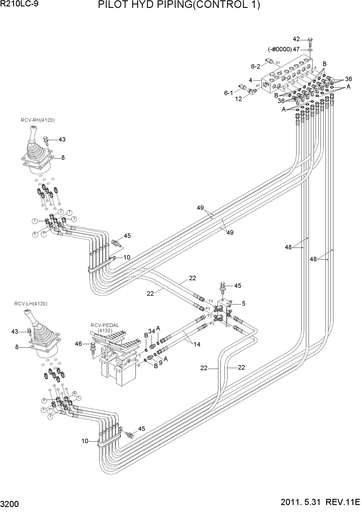 PILOT HYD PIPING(CONTROL 1, MCV TYPE 1)